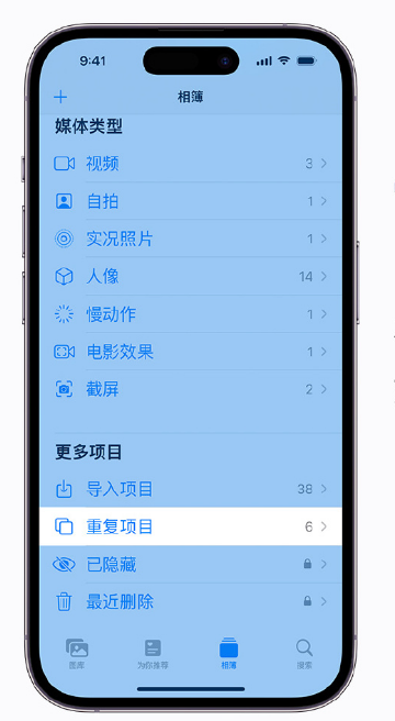 河源苹果手机维修分享升级 iOS 16 后无法查看到“重复项目”相簿怎么办 