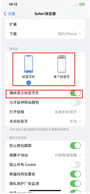 河源苹果手机维修分享Safari浏览器如何切换标签栏位置 
