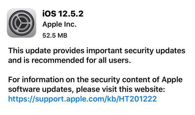 河源苹果手机维修分享iOS12.5.2发布，建议所有老苹果用户安装 